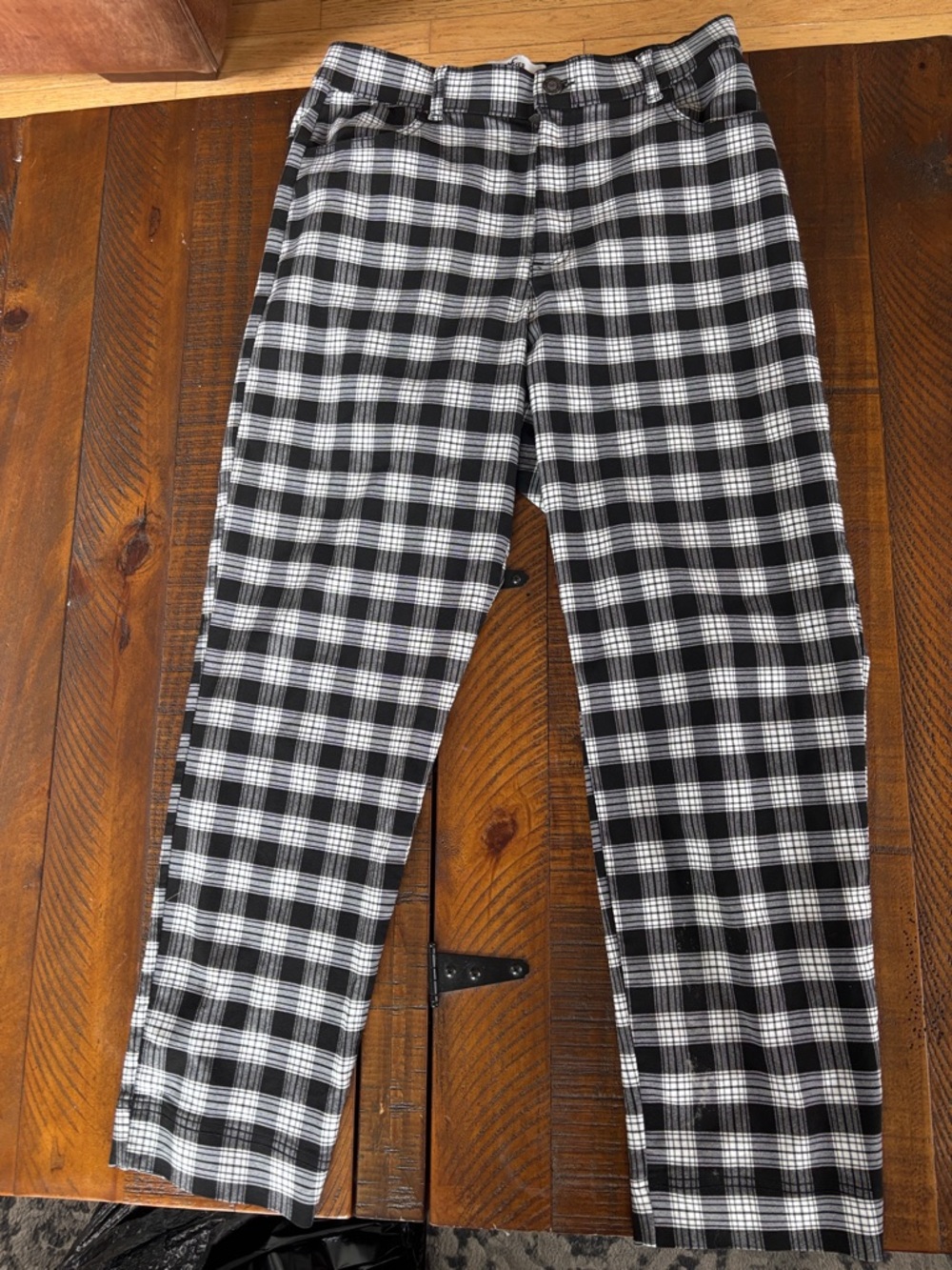 Hollister Black & White Plaid Chinos